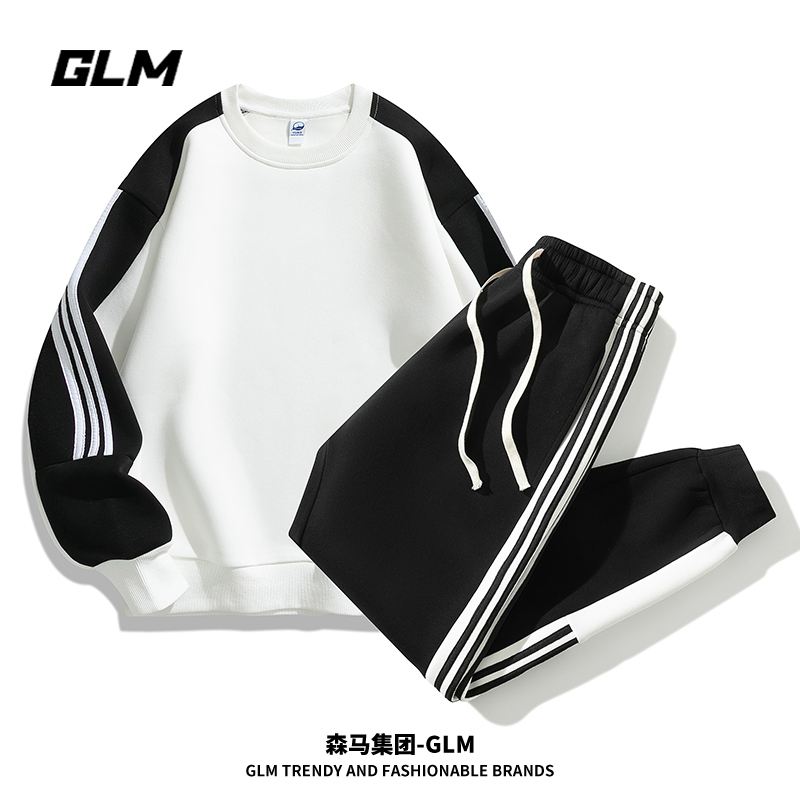 【运动套装】GLM秋冬季男士休闲卫衣套装潮流加绒跑步户外运动服装