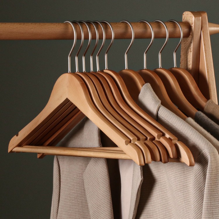 北欧简约荷木衣架木质木制防滑防衣服架无痕卧室衣帽间挂衣服木质