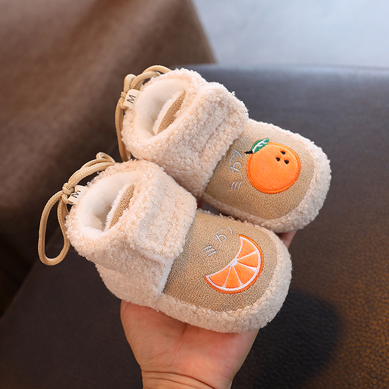 婴儿棉鞋加绒加厚秋冬3-6-15个月步前鞋男女宝宝学走路保暖雪地靴