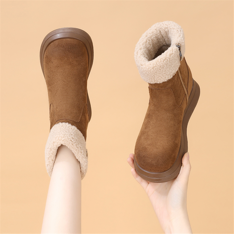复古休闲保暖棉鞋女厚底短靴2025冬季新款东北时尚加绒雪地靴子