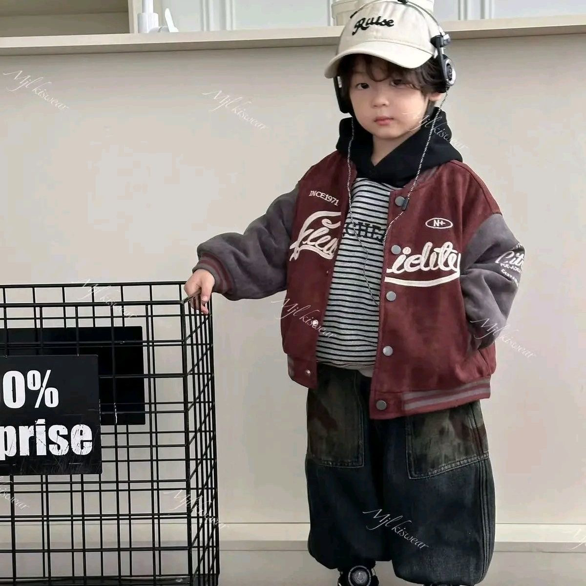 男童装冬季加绒加厚套装儿童韩版棉服三件套宝宝加绒牛仔裤潮FY