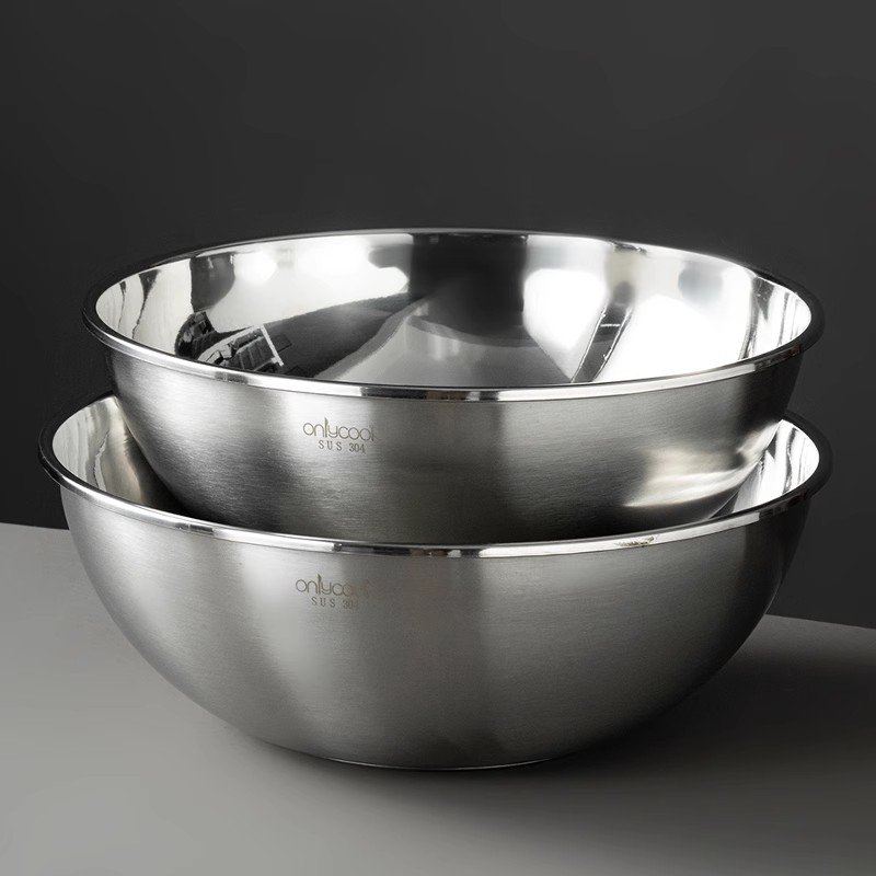 onlycook食品级304不锈钢大盆烘焙和面揉面盆洗菜盆电磁炉用汤盆