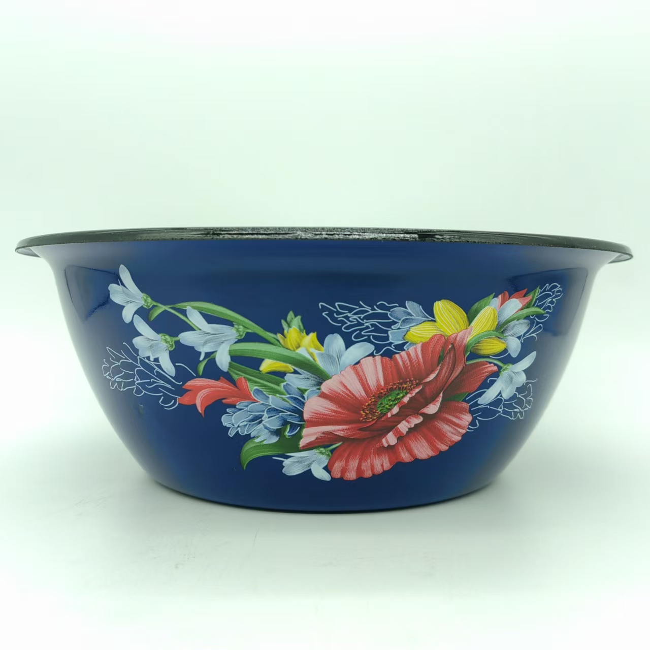 俄罗斯原装进口怀旧复古4升搪瓷和面盆洗菜盆洗水果盆搪瓷盆