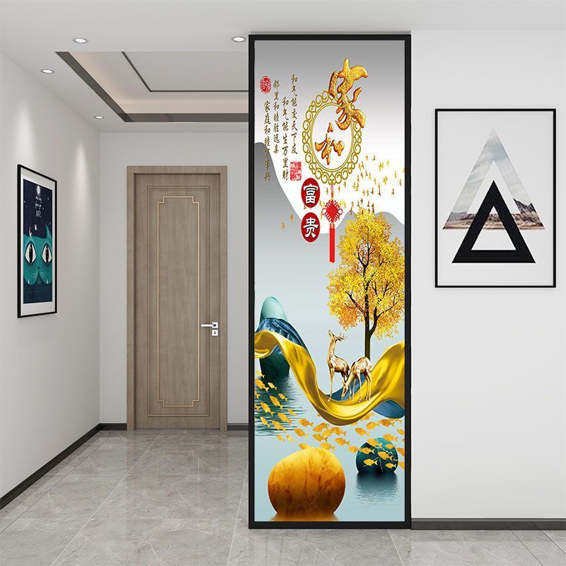 屏风定制客厅遮挡简约现代网红入户玄关装饰玻璃轻奢卧室家用半墙