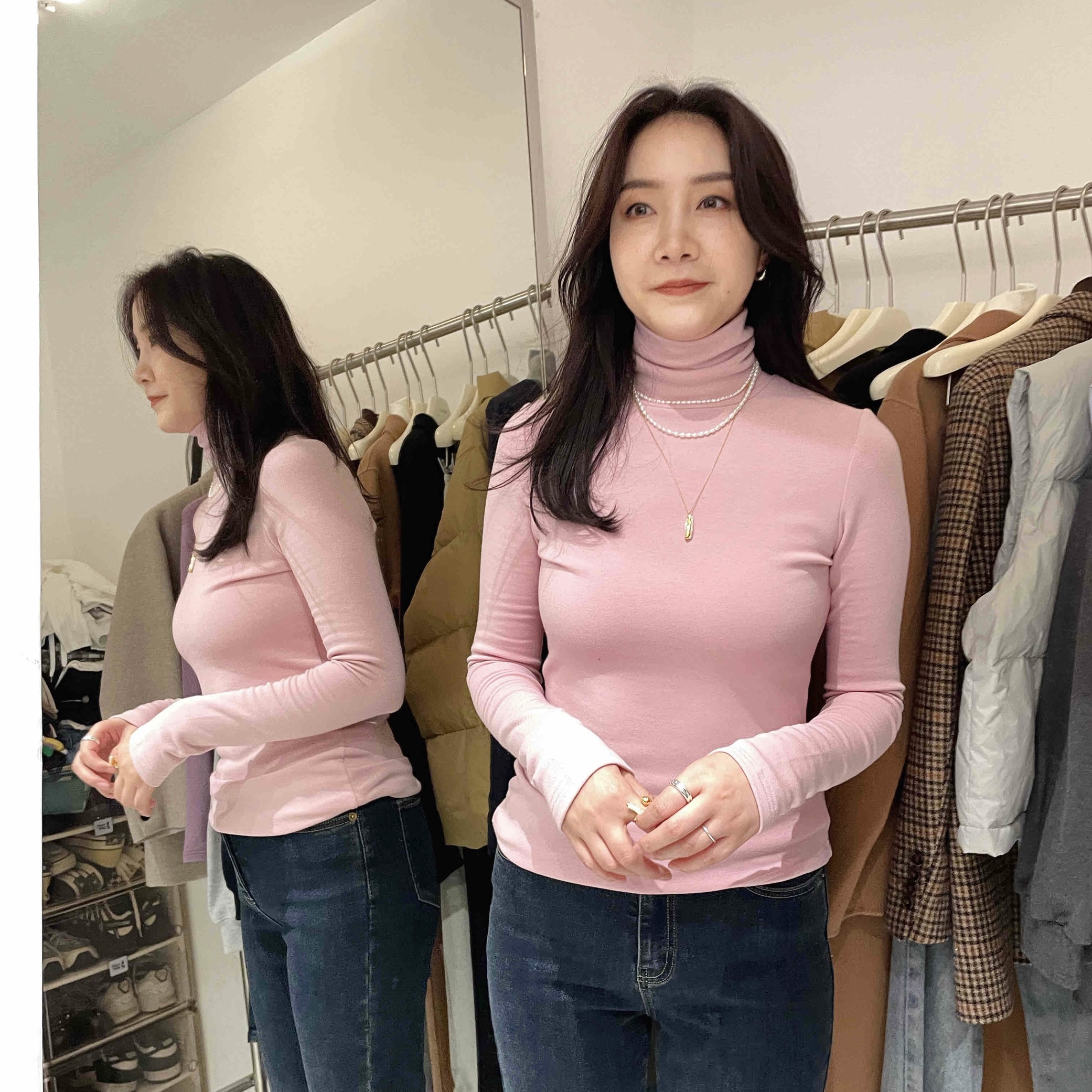 widelia打底衫2022年秋冬纯色百搭弹力高领内搭修身长袖上衣9183