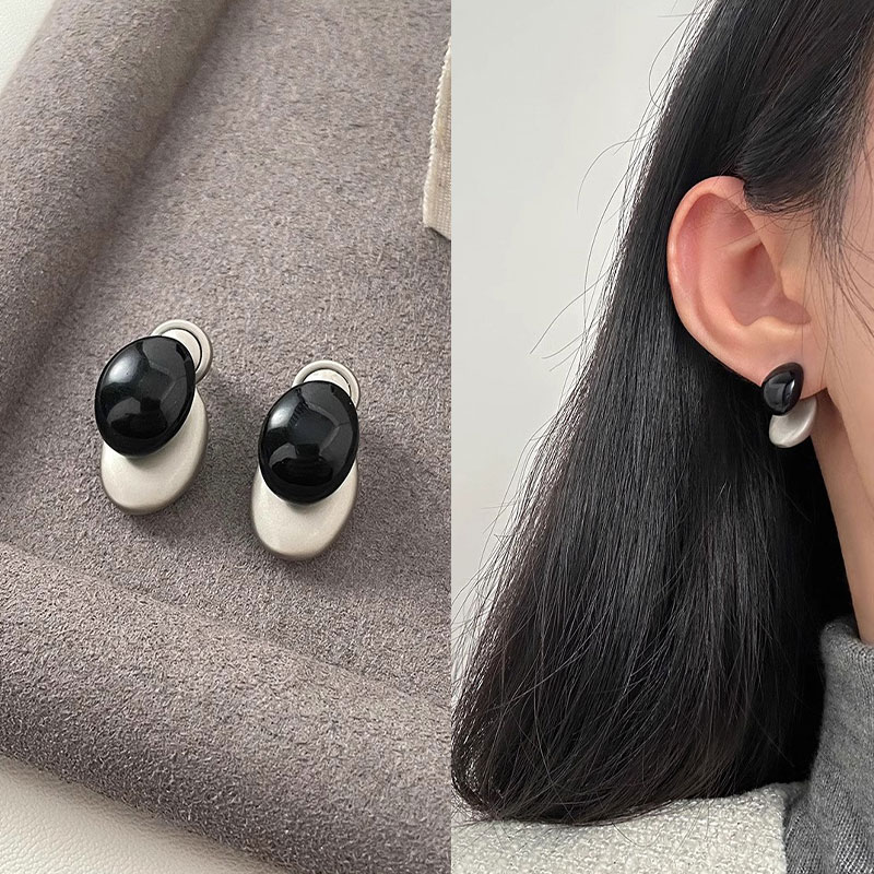 撞色水滴前后两戴复古简约耳环女耳钉小众设计感高级感轻奢潮4550