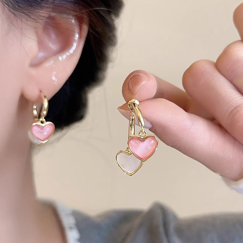 甜心教主~粉色爱心耳钉女新款爆款轻奢高级感耳环独特耳饰4350