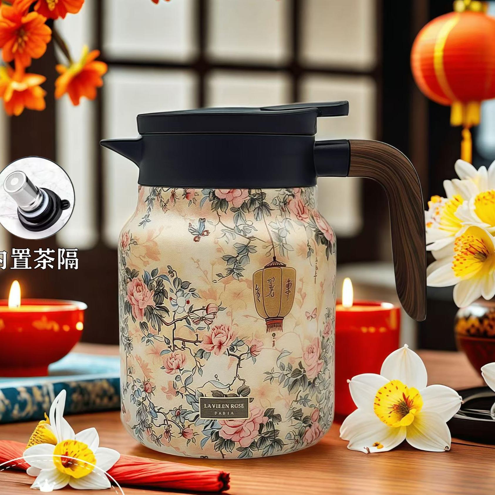 1000毫升保温壶316不锈钢焖茶壶家用闷泡茶水分离开水保暖瓶