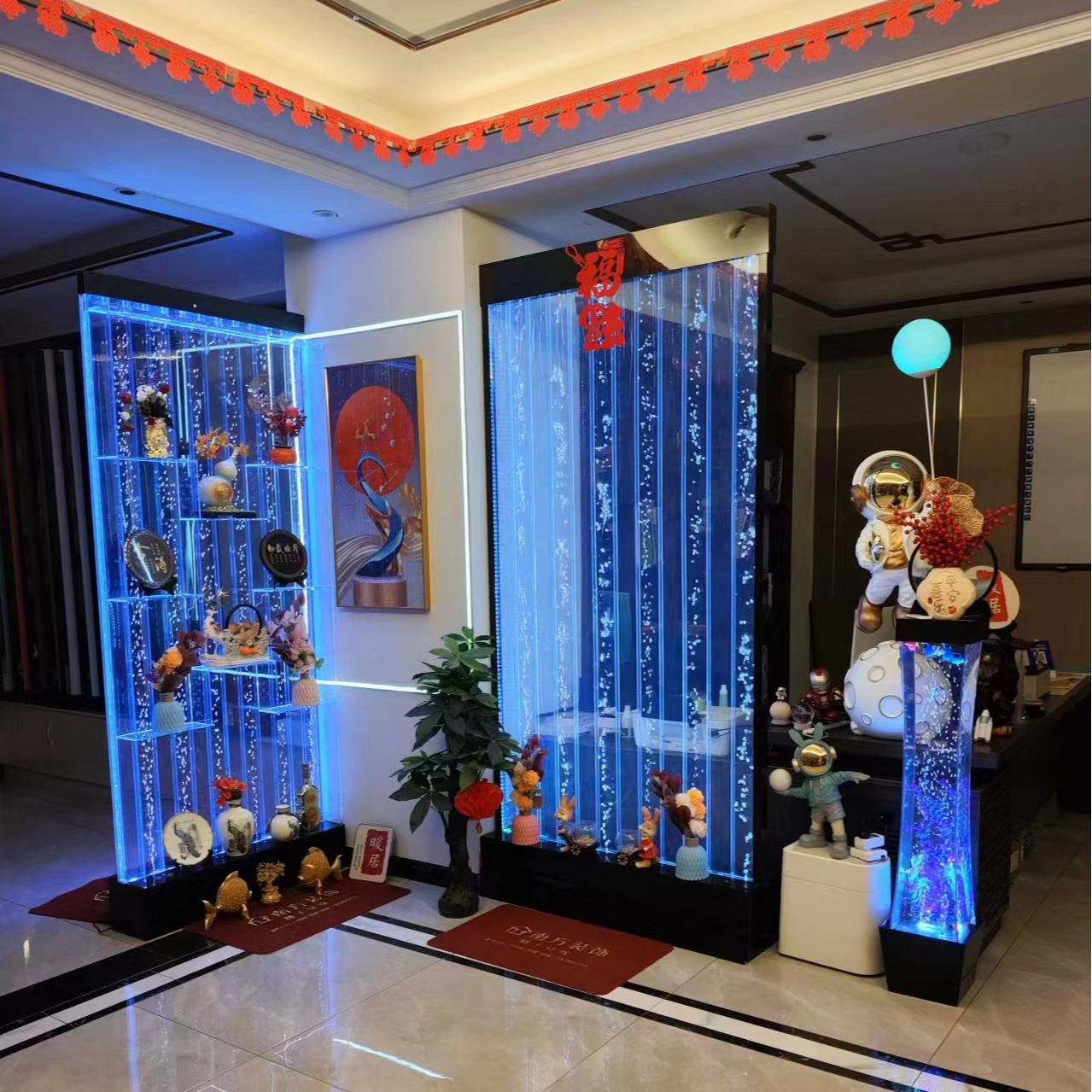 网红水幕隔断客厅餐厅走廊酒鞋柜卫生间干湿分离半墙水幕屏风隔断