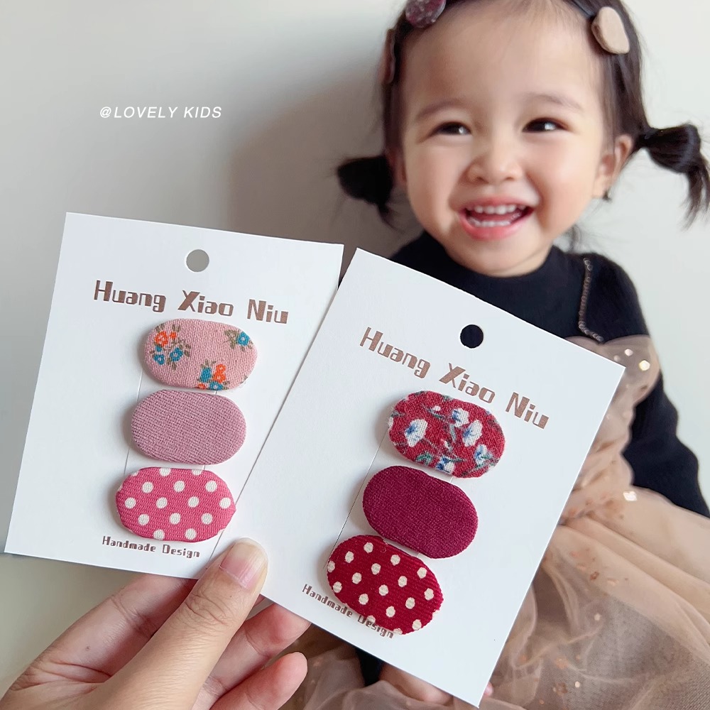 黄小妞 韩版ins碎花刺绣椭圆小女孩BB夹侧边刘海夹女童宝宝发饰