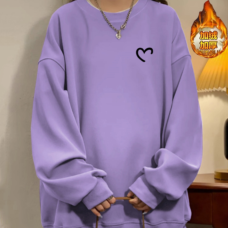 美式保暖加厚宽松大码2-300斤春秋韩系简约印花重磅420克圆领卫衣