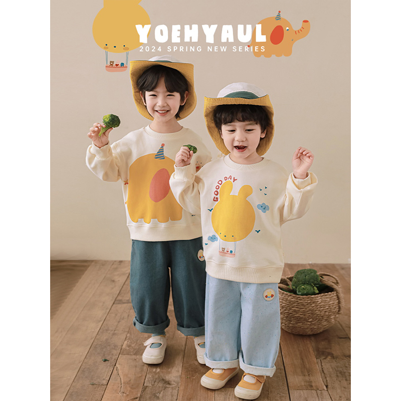 幼悠男童春秋卫衣2025新款洋气宝宝儿童长袖圆领卡通上衣潮LN0005
