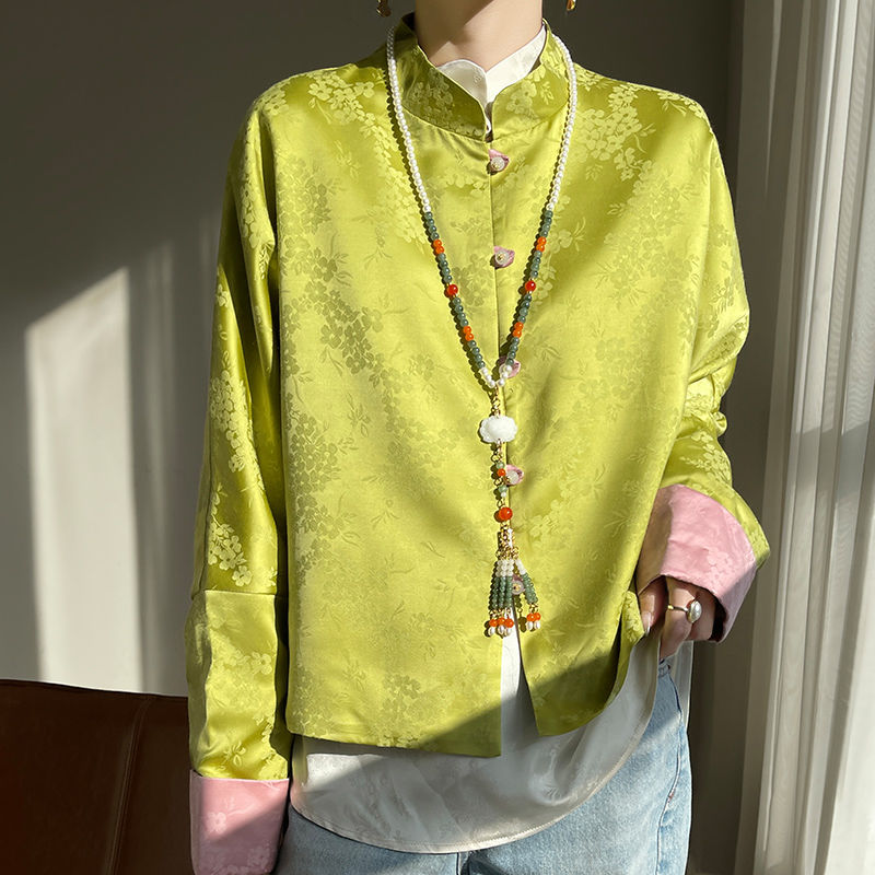 2024春季新中式国风短款洋气外套高级感小个子复古提花醋酸上衣女
