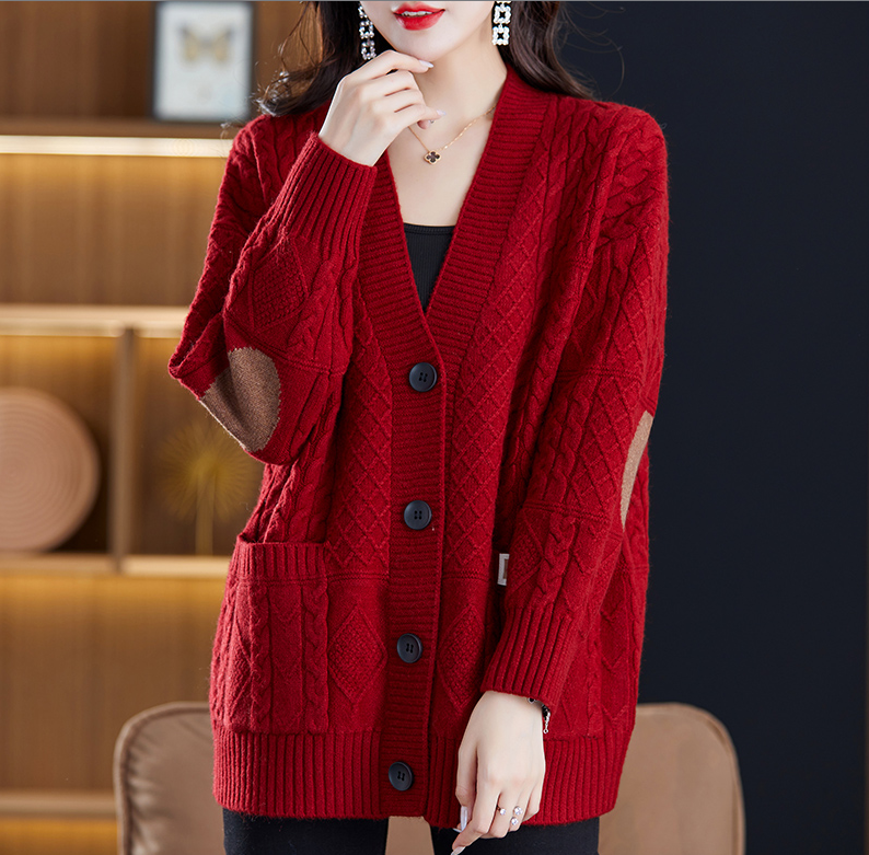 针织开衫女秋冬季加厚宽松胖MM248斤纯色休闲肥加大码毛衣外套