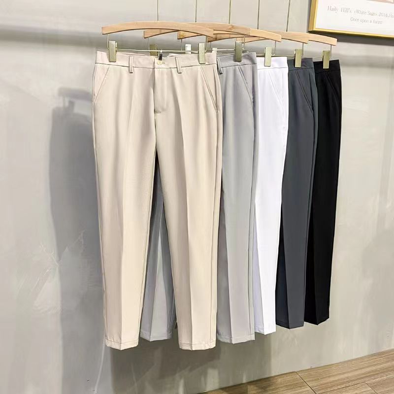 西装上新休闲裤男士直筒百搭夏季韩版西装裤九分裤薄款纯色垂感