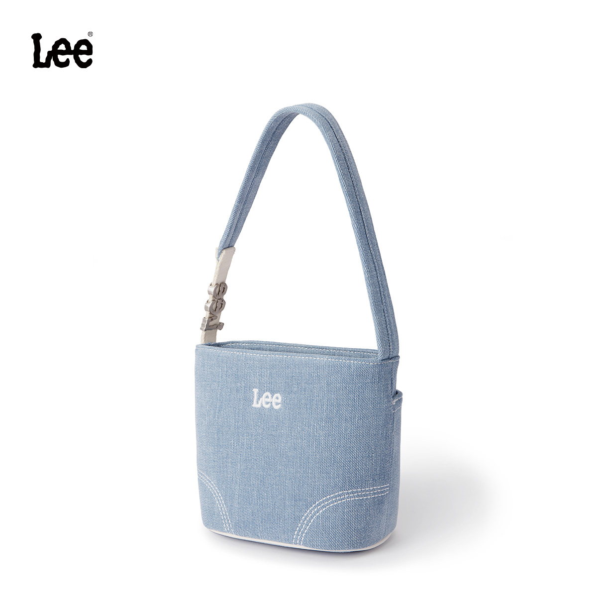 Lee2025新款摩登水洗丹宁手提包女通勤轻便水桶包休闲时尚单肩包