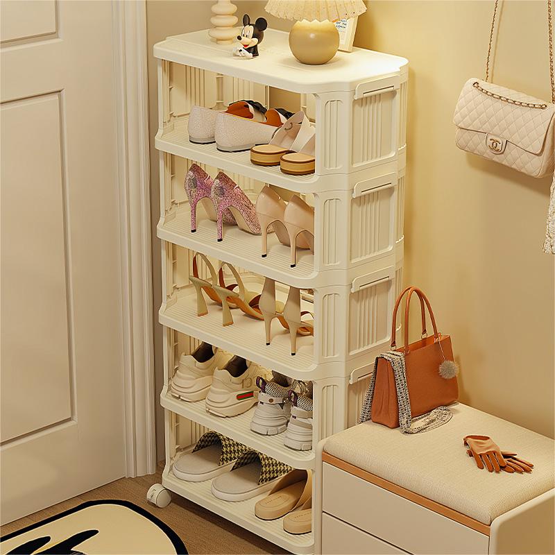 家用落地简易防尘储物鞋架子宿舍门口奶油风简约多层鞋柜收纳鞋柜