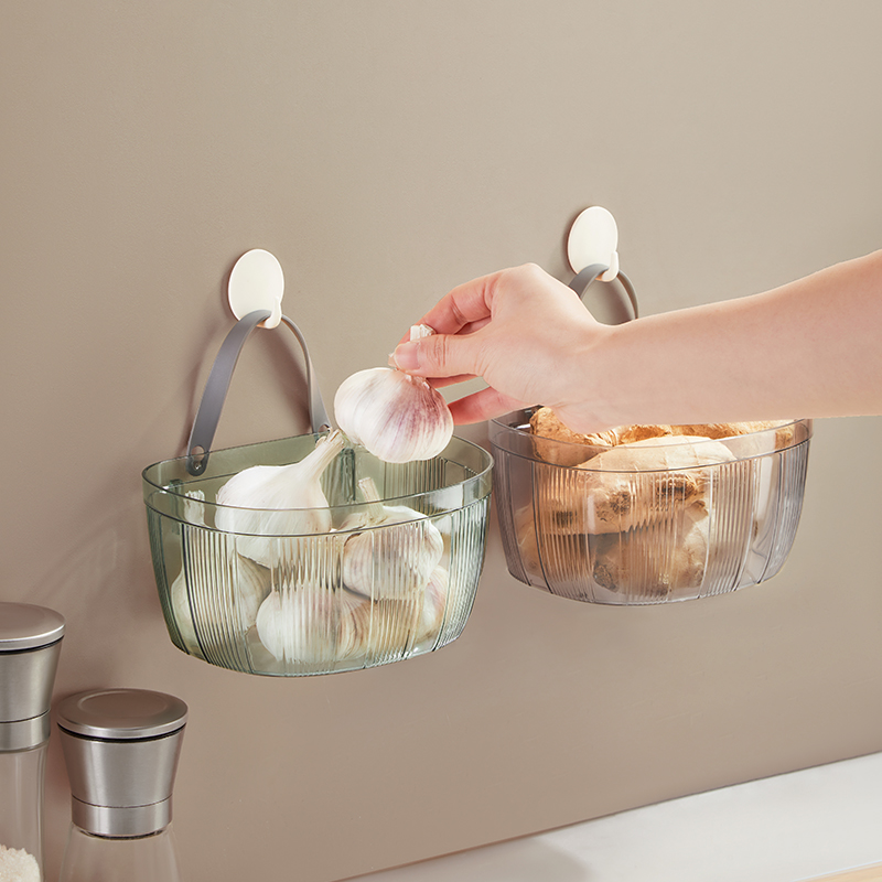 葱姜蒜收纳筐厨房放葱蒜头壁挂置物篮生姜大蒜收纳盒墙上挂菜篮子