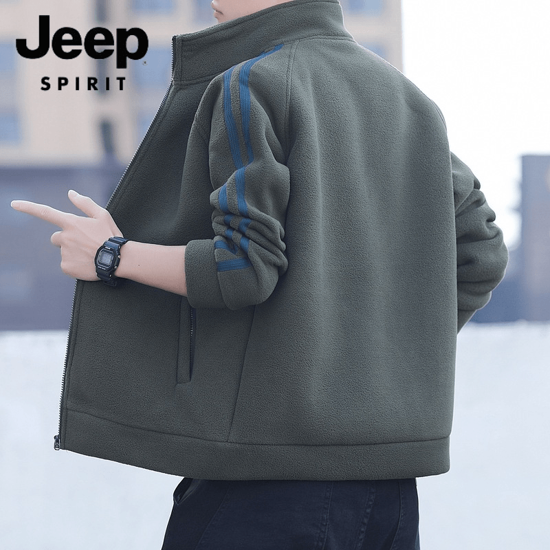JEEPSPIRIT摇粒绒外套男士秋冬加厚抓绒衣双面绒休闲内胆保暖卫衣