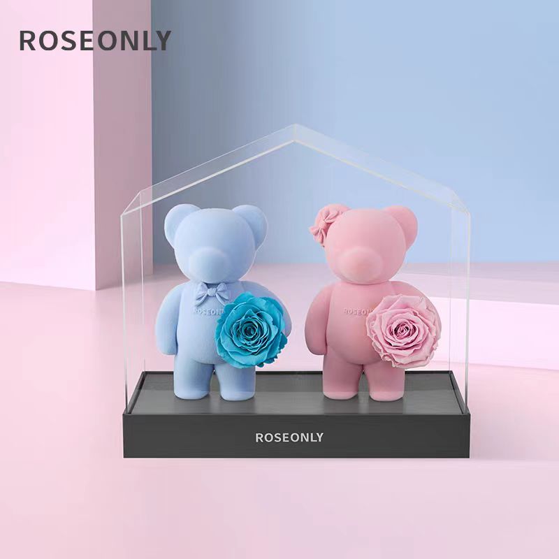 ROSEONLY诺誓心意熊爱之屋公仔永生花玫瑰花送女友