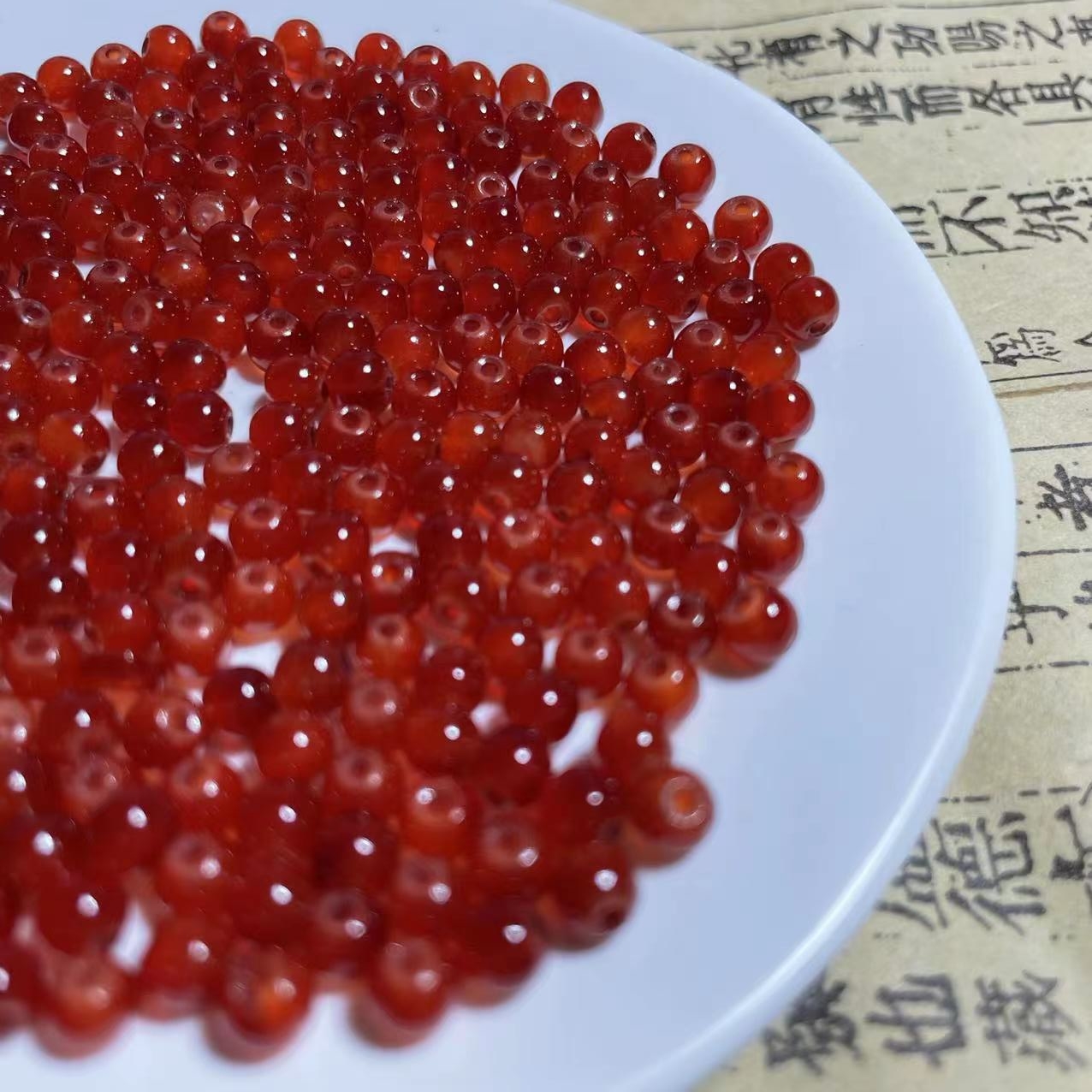 4mm 润色隔珠玉料琉璃玻璃圆珠散珠手工diy手串戒指仙女饰品材料