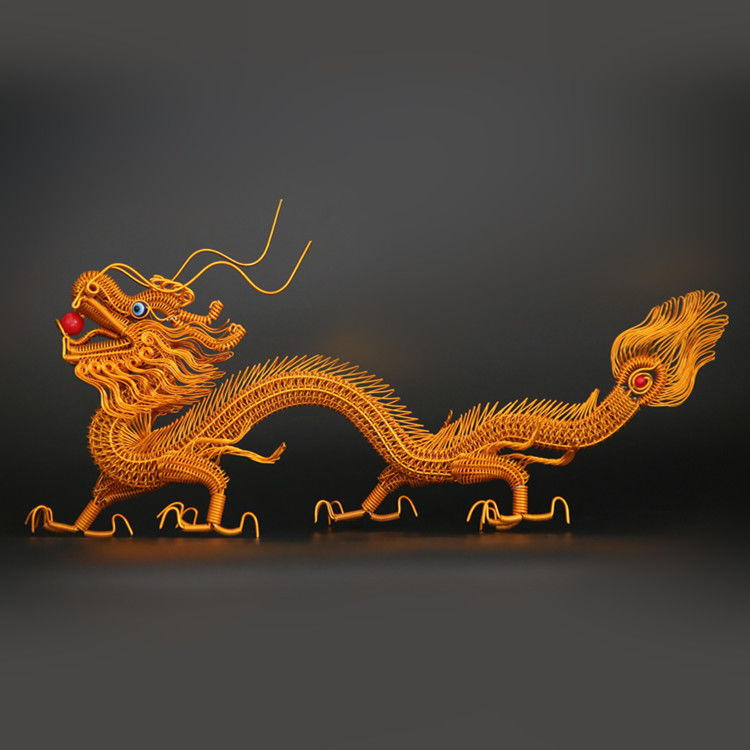 手工摆件铝线中号龙抖音网红招财进宝微景观柜子摆件盆景室内装饰