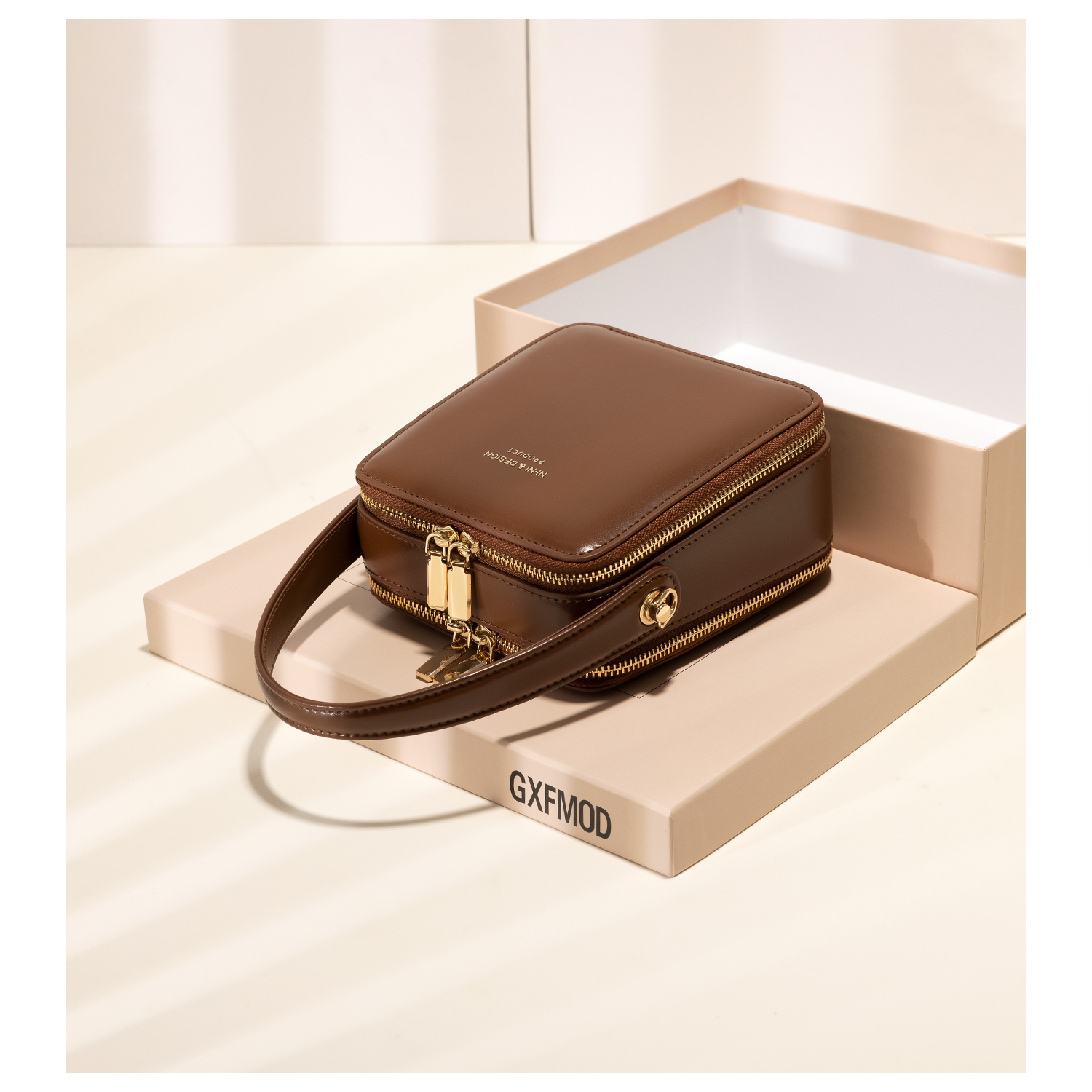 GXFMOD新品高级感手提小方包2025小众设计轻奢牛皮单肩斜挎女包
