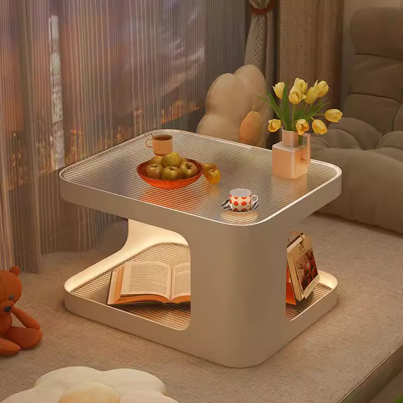 轻奢极简飘窗玻璃小桌子家用卧室创意小茶几收纳矮桌飘窗小桌子