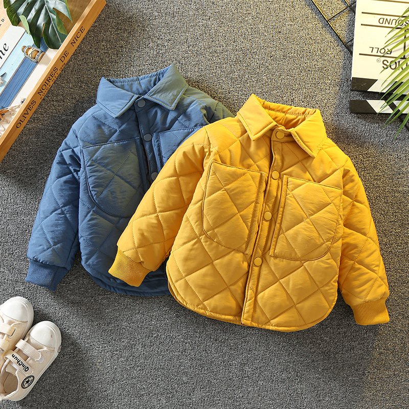 男童轻薄棉衣2025秋冬新款儿童棉服夹棉衬衫洋气加厚宝宝外套衣服