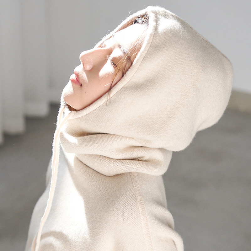 364 正品 纯山羊绒秋冬脖套帽子一体  两面可戴加厚 舒适男女通用