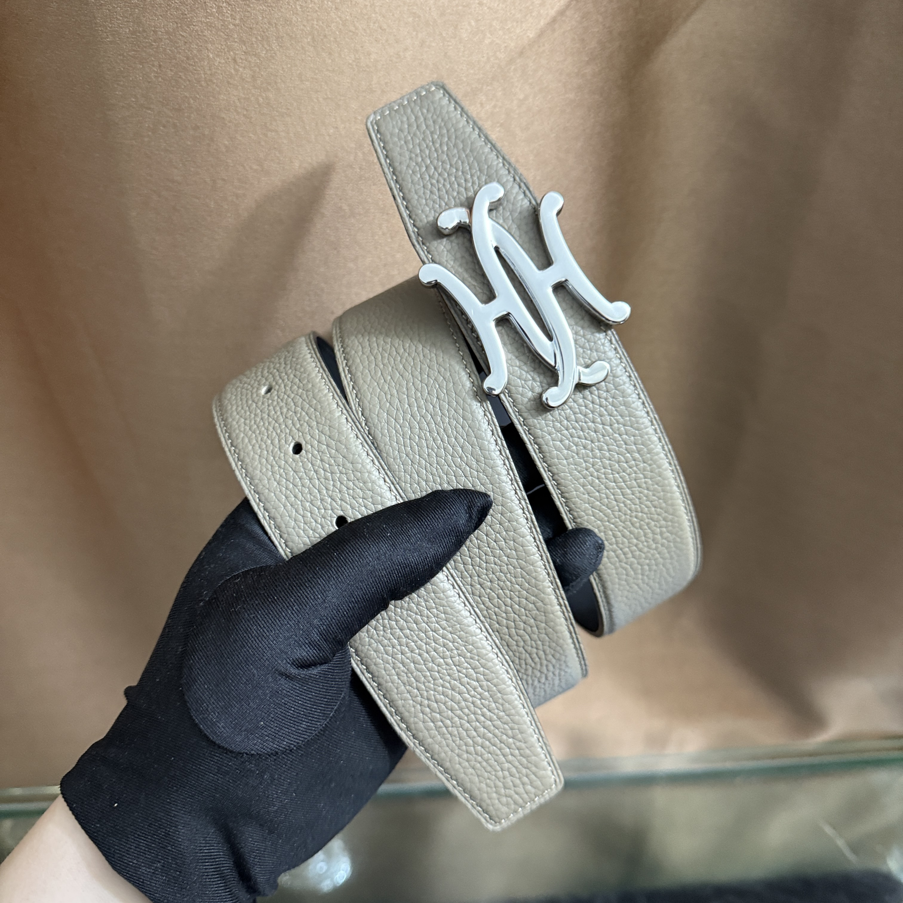 新款男女通用高档皮带休闲工字扣H扣牛皮腰带青中年商务情侣韩潮