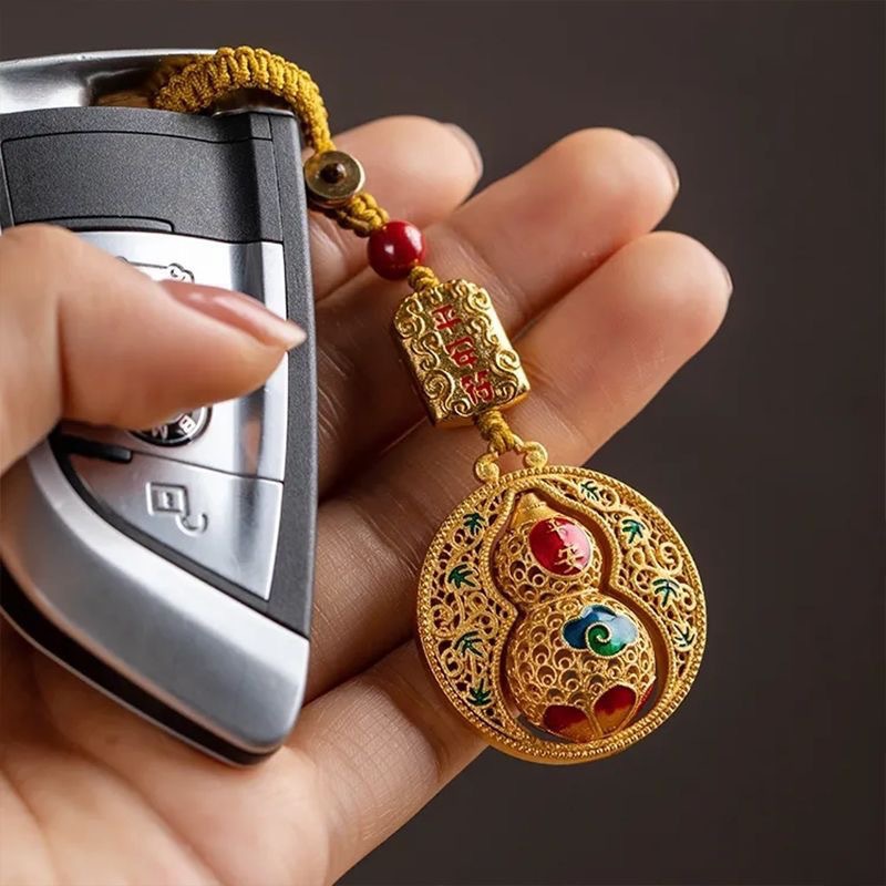 蛇年新款创意金色平安葫芦钥匙扣挂件福禄挂饰驾车用