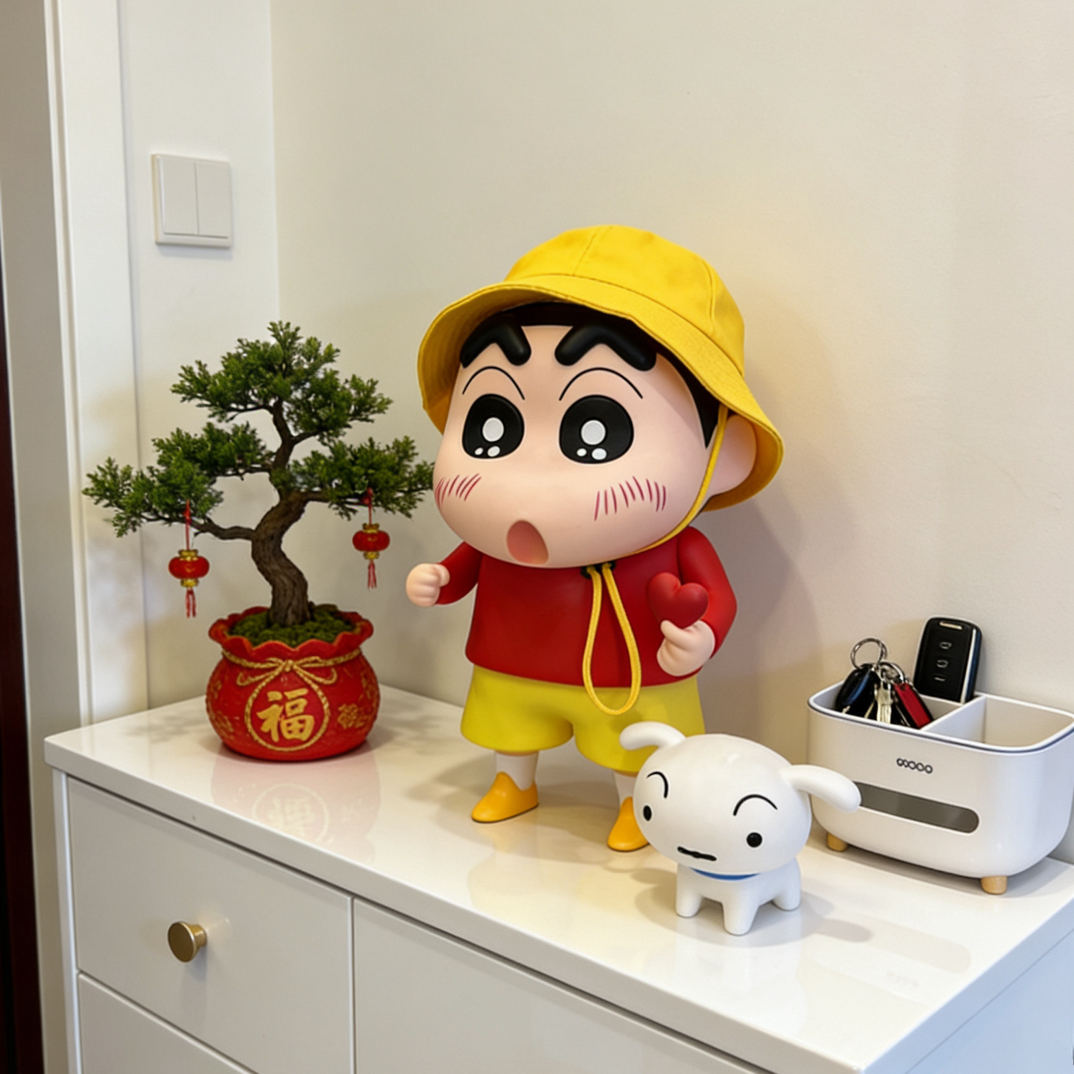蜡笔小新手办潮玩收藏红衣比心小新情人节生日潮玩礼物经典可爱