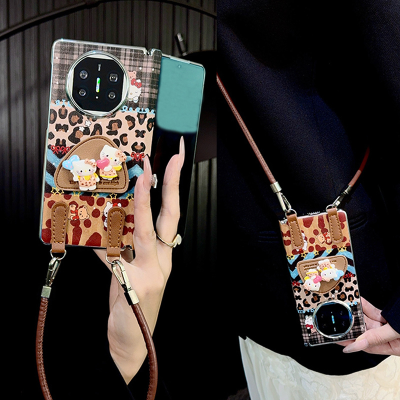 适用华为matex6手机壳折叠屏中轴新款x5典藏版x3高级感皮纹创意女