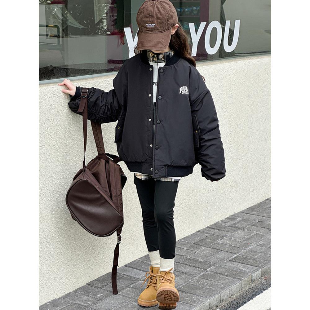 女大童棒球服外套秋冬新款儿童加厚夹棉上衣女孩炸街女童秋装夹克