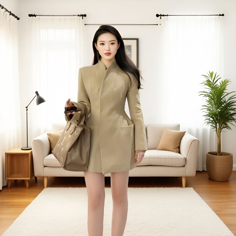 极简风厚款毛呢外套短外套西装百搭轻奢时尚气质显瘦韩版秋冬新款