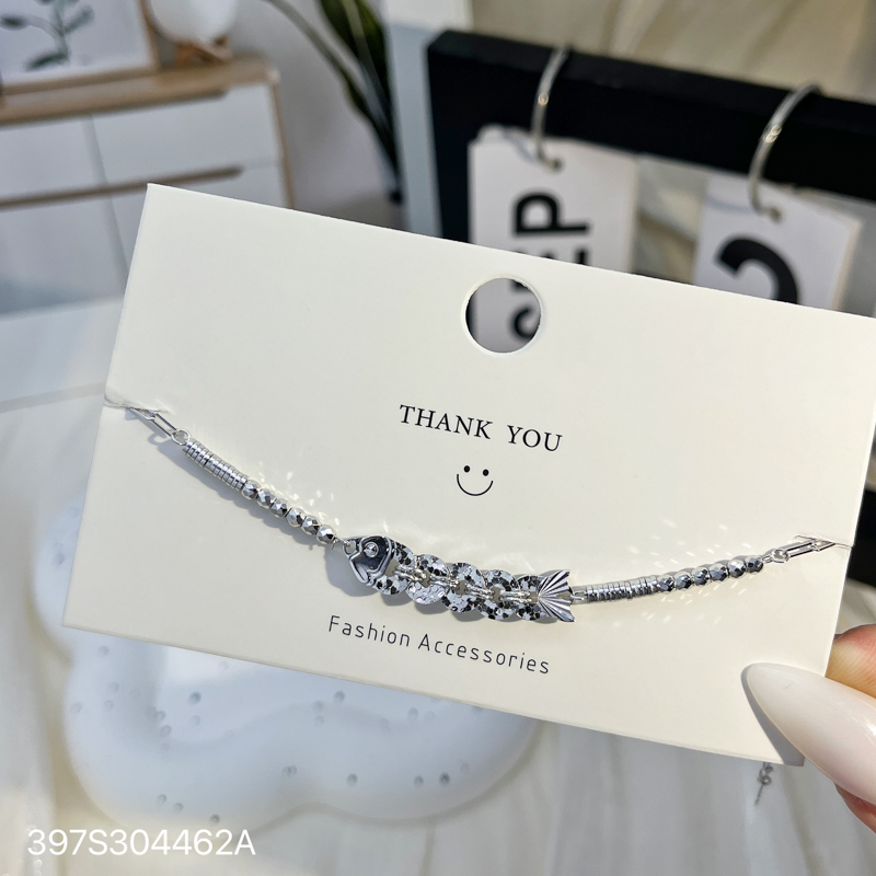 925银手链 女款碎碎冰五帝币铜钱锦鲤盘缠手环时尚百搭高级感手饰