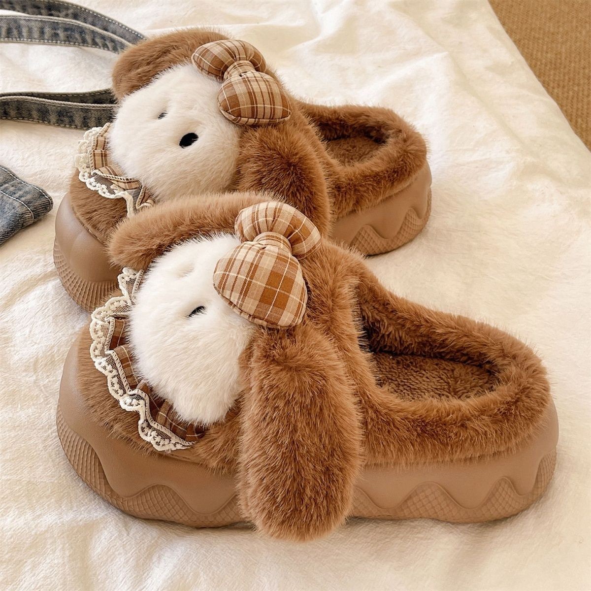 可爱狗狗拖鞋2025冬季新款外穿厚底防滑室内家居保暖毛毛拖鞋MR9
