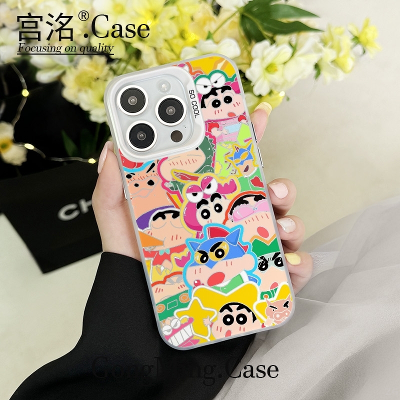 彩色小新拼图彩银壳适用于iPhone苹果16手机壳华为oppo小米手机壳