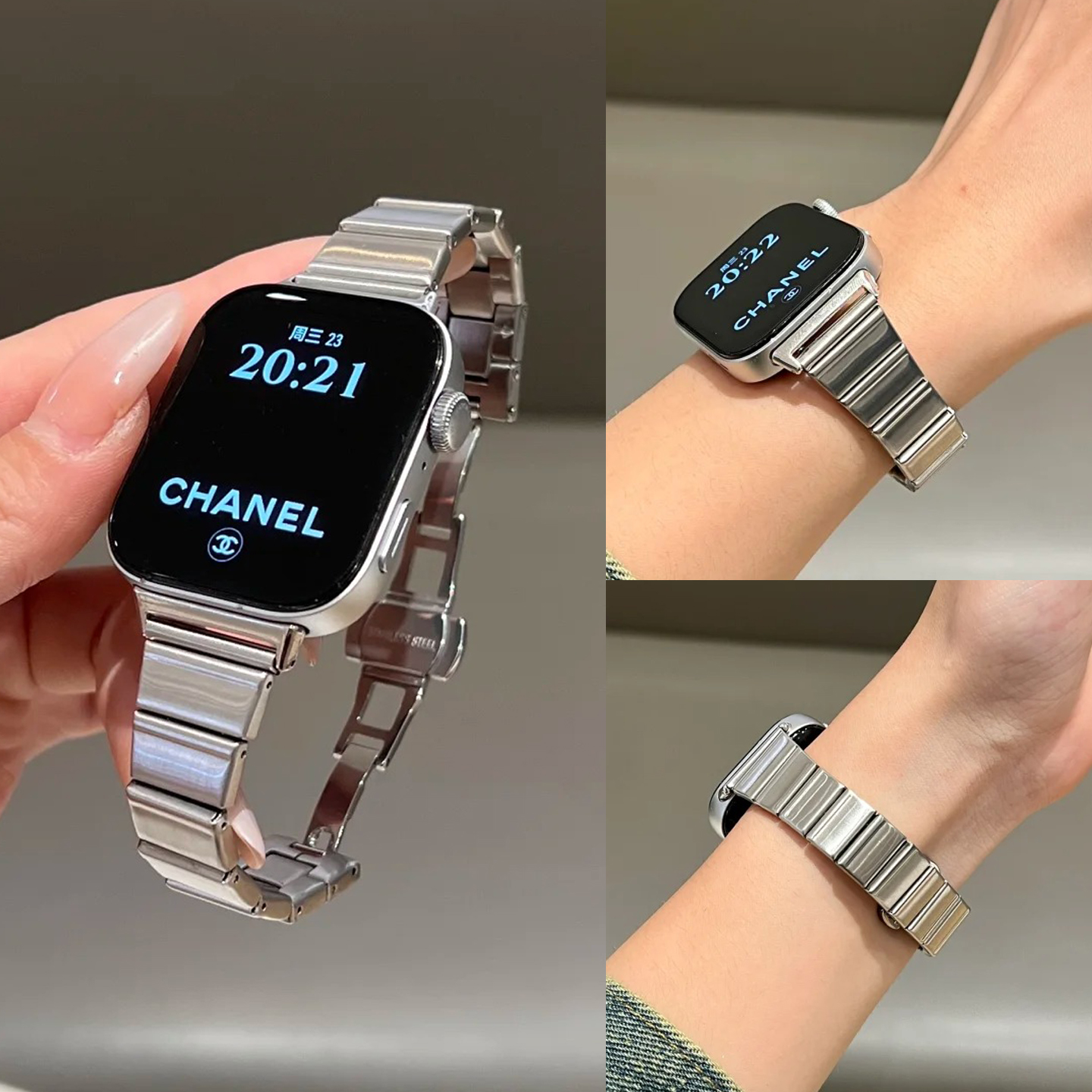 适用华为GT5手表带watch4金属不锈钢小方块fit3腕带透气夏天细款2