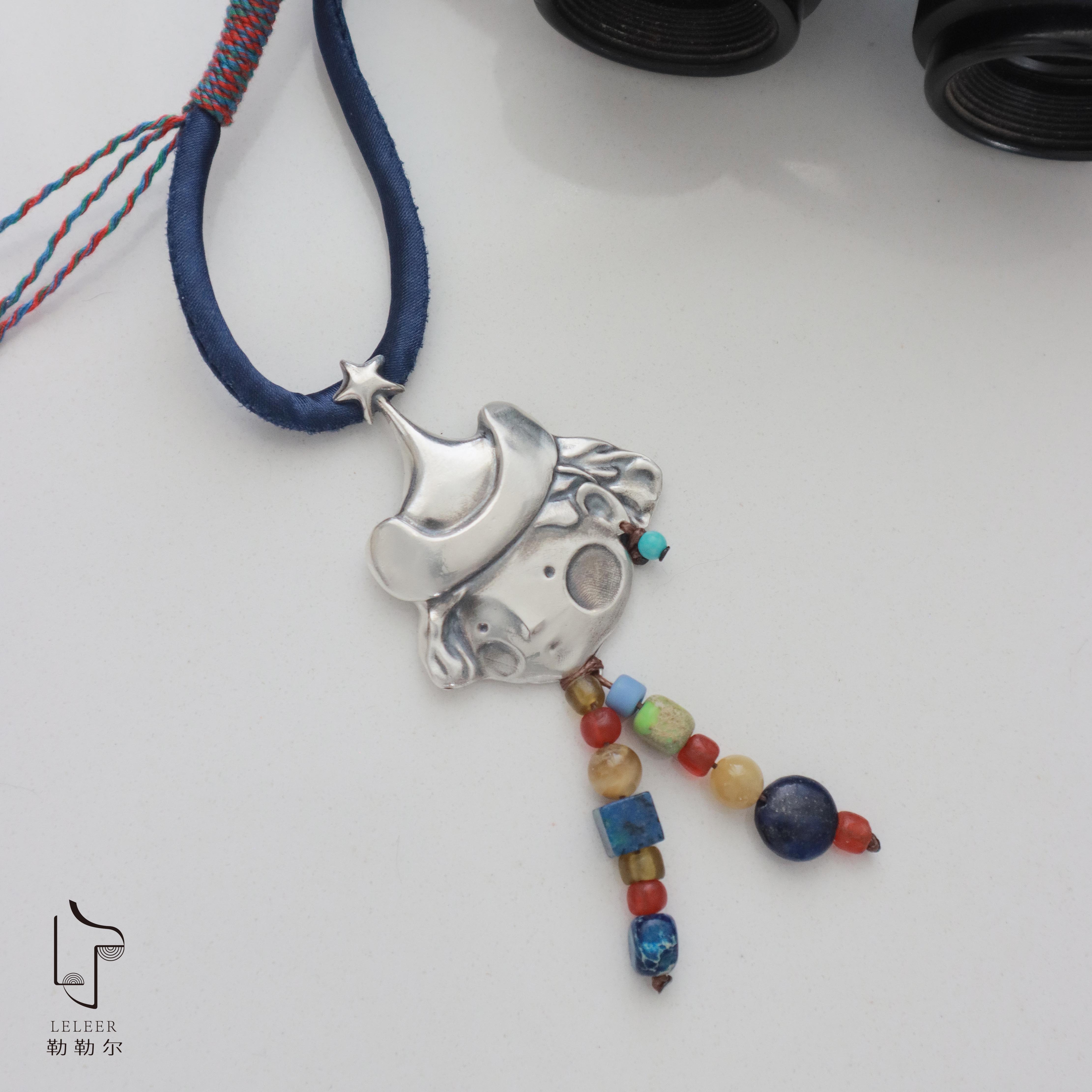 坠链均925银 勒勒尔叮当小扣盘扣项链挂坠吊坠简约小众设计感男孩