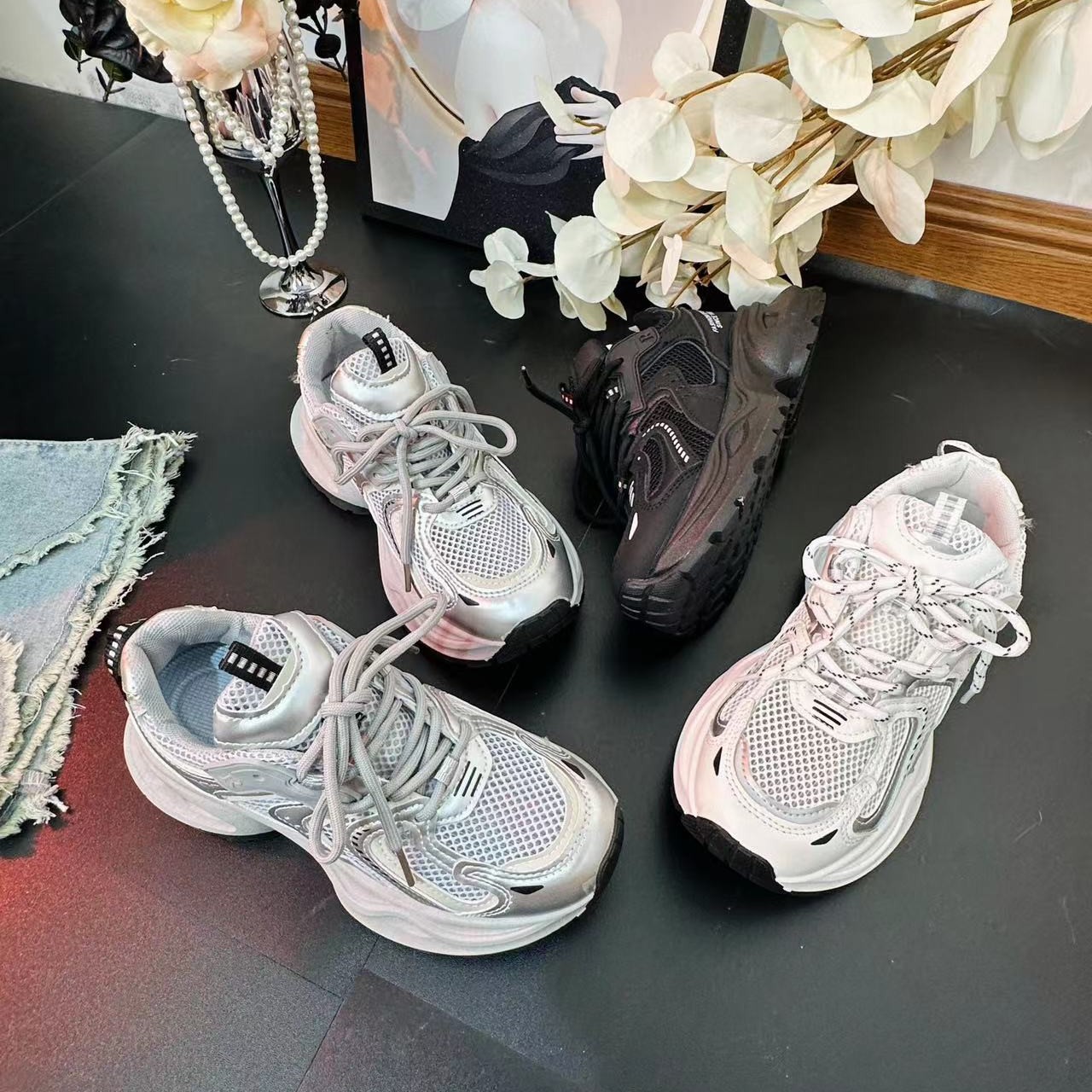 韩国显脚小老爹鞋女2025秋季新款地尚百搭休闲鞋ins潮轻便运动鞋