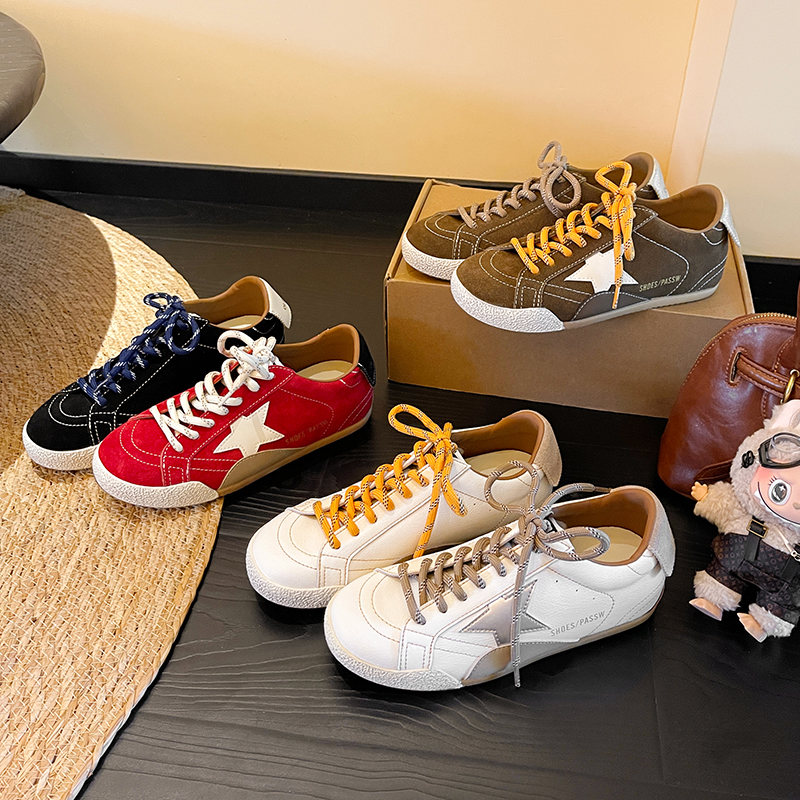 拼色增高3CM德训鞋女2025新款秋季鞋子女复古厚底百搭星星板鞋子