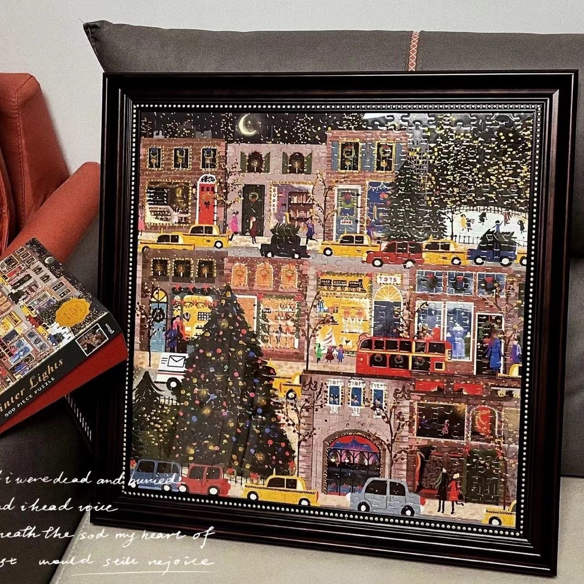 圣诞冬灯相框Galison拼图复古ins画框挂墙装裱外框拼图框diy定制