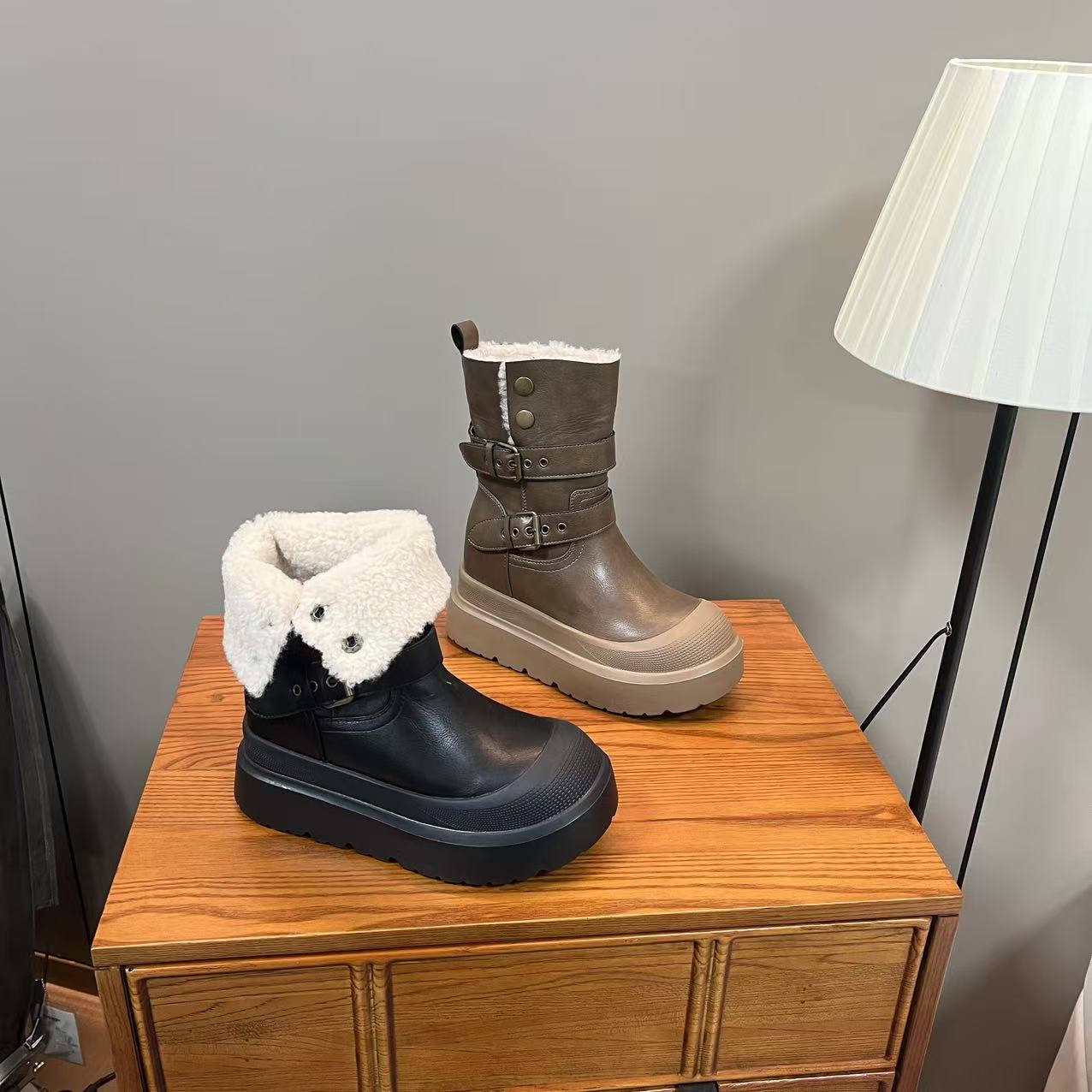 增高8-10CM   2025秋冬新款时尚百搭厚底内增高两穿式雪地靴F020