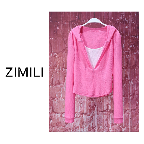 【亮哥女装】2025欧版新品初荷红连帽长袖高弹打底上衣8162-A2