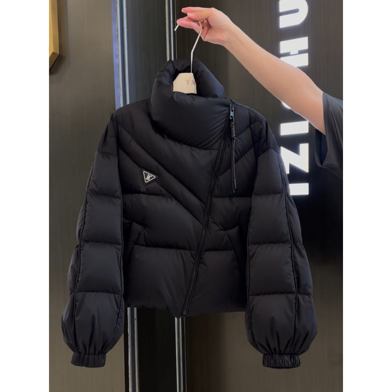 时尚爆款休闲简约百搭短款黑色棉服女小个子加厚保暖面包服外套潮