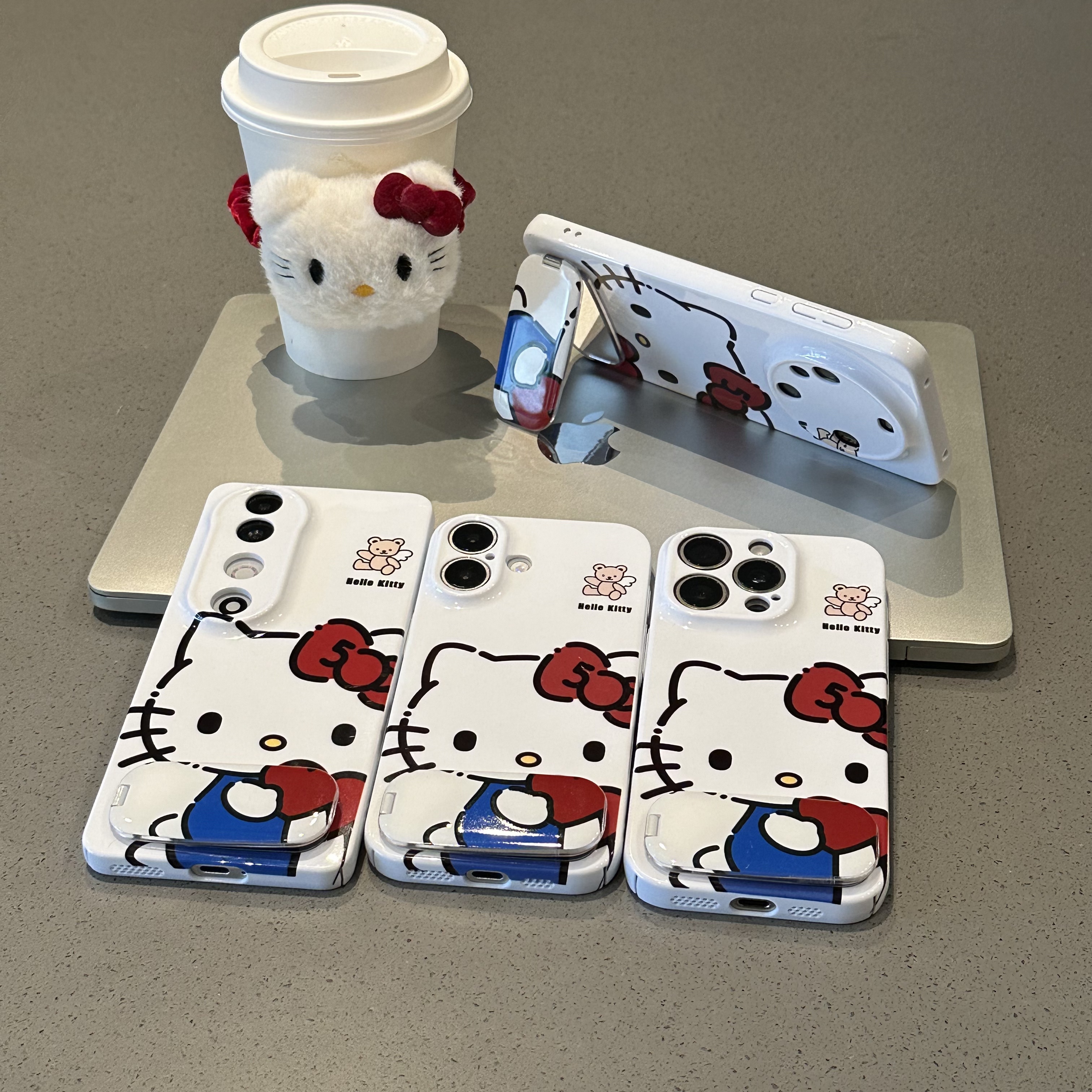 BANCA抱爱心凯蒂镜面支架苹果16promax手机壳华为oppo小米15vivo