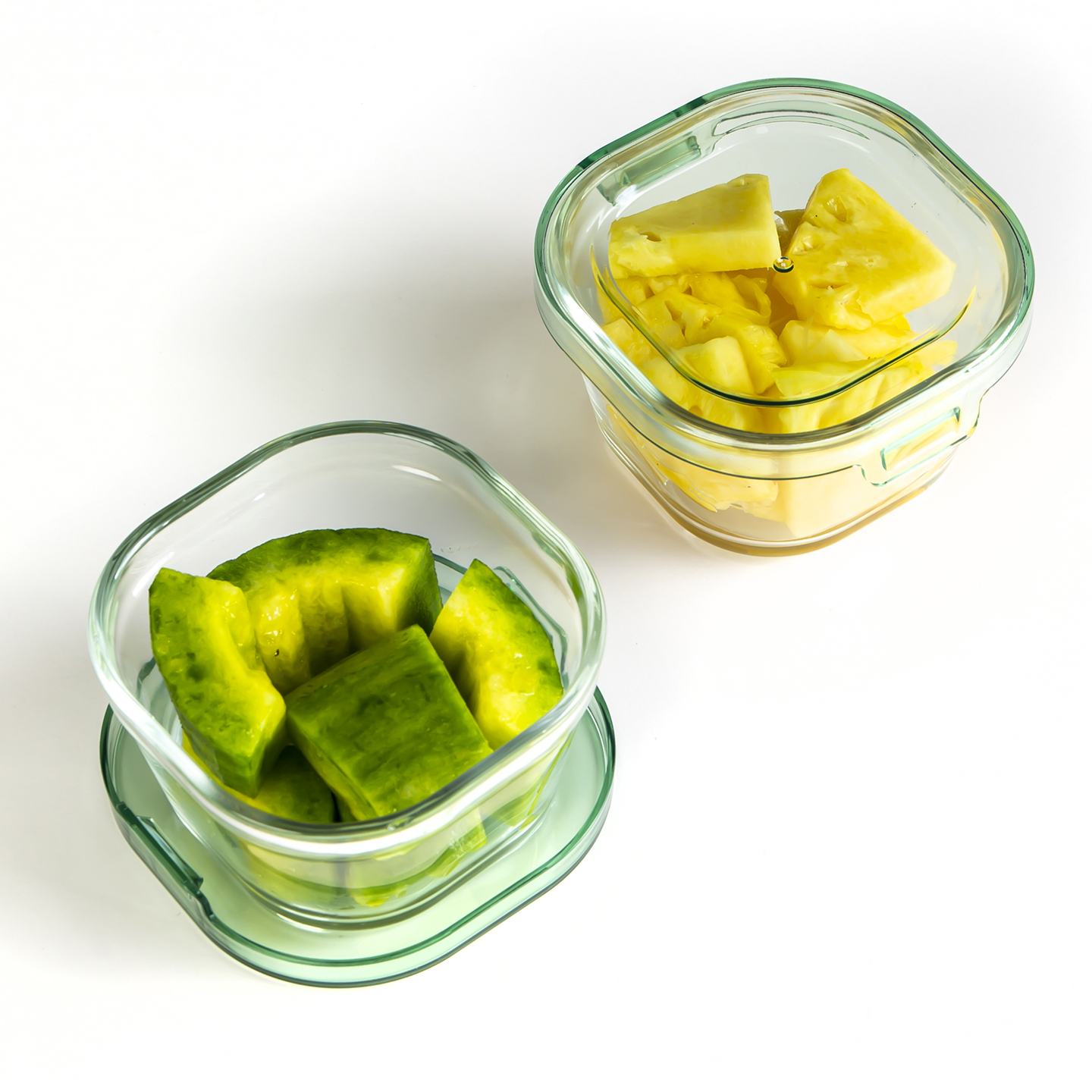 250ml简易盖无胶圈轻量化高颜值玻璃饭盒透明盖装水果便携精致