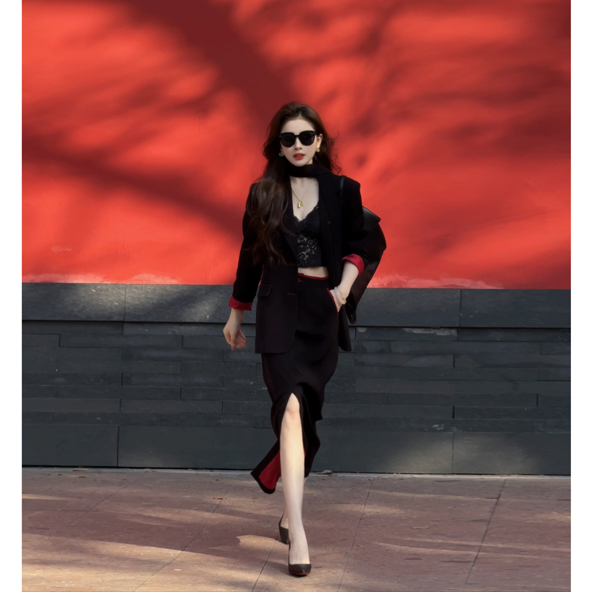 小榆【金秘书】春秋时尚休闲气质设计感显瘦西装半身裙L51TZ010